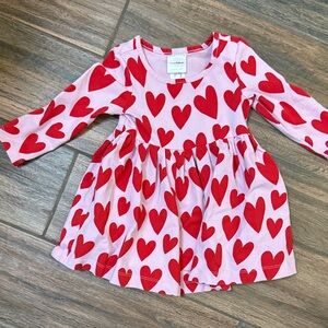 Hanna Andersson Pink Dress with Red Heart Pattern